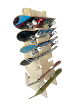 freestanding display and storage rack for skateboards and longboards